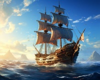 Картины по номерам 40х50: Парусник в море (худ. Яковец Е.)