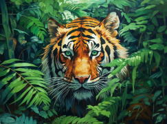 Вышивка крестиком 40х50см, Тигр