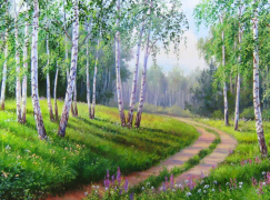 Дорога в берёзовом лесу (худ. Самарская Е.)