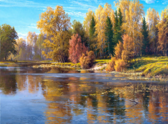 Вышивка крестиком 40х50см, Осенняя река