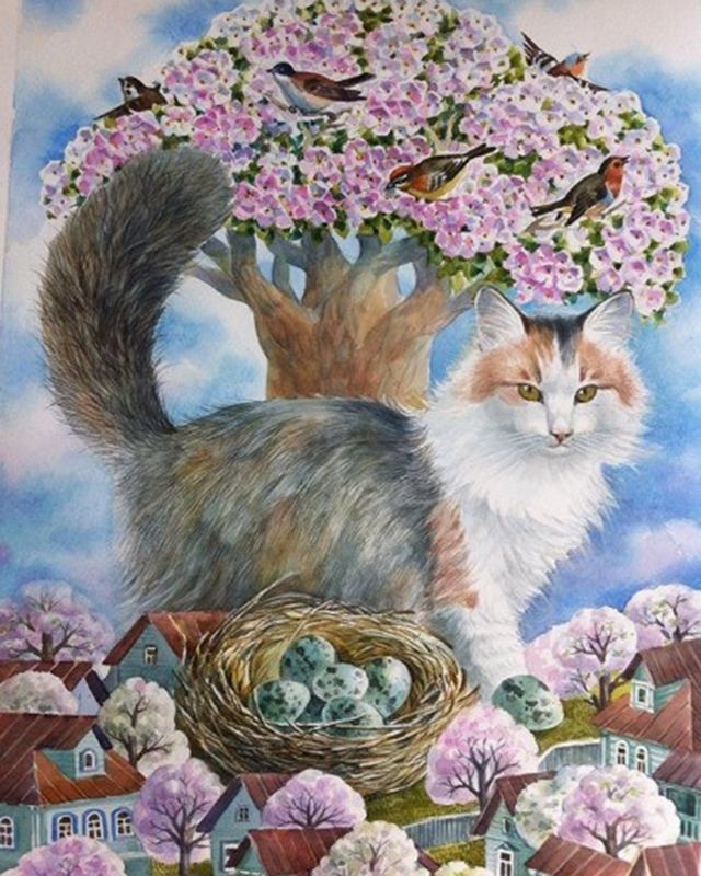 Кот художник картина по номерам
