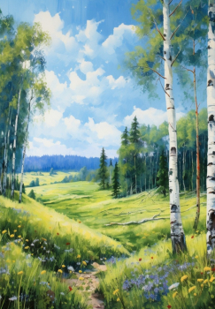 Вышивка крестиком 40х50см, Русскиая природа