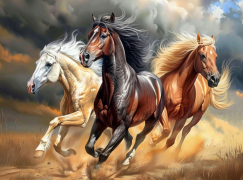 Вышивка крестиком 40х50см, Лошади