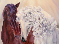 Вышивка крестиком 40х50: Вышивка крестиком 40х50см, Две лошади