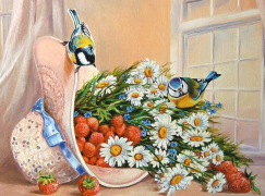 Цветы, ягоды и птицы (худ. Самарская Е.)