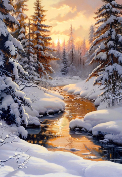 Вышивка крестиком 40х50см, Зимняя река