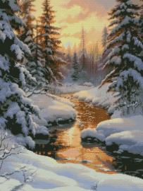 Вышивка крестиком 40х50см, Зимняя река - Вышивка крестиком 40х50см, Зимняя река