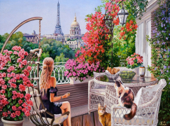 Вышивка крестиком 40х50см, Молодая парижанка