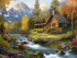 Вышивка крестиком 40х50см, Дом у реки - Вышивка крестиком 40х50см, Дом у реки