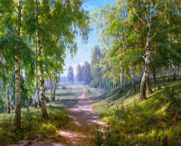 Картины по номерам 40х50: Берёзовая роща (худ. Басов С.)