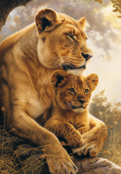 Вышивка крестиком 40х50см, Львы