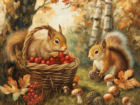 Вышивка крестиком 40х50: Вышивка крестиком 40х50см, Белочки осенью