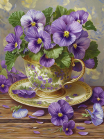 Вышивка крестиком 40х50: Вышивка крестиком 40х50см, Фиалки в чашке
