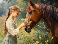 Вышивка крестиком 40х50: Вышивка крестиком 40х50см, Девушка и лошадь