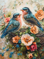 Вышивка крестиком 40х50: Вышивка крестиком 40х50см, Птицы в цветах