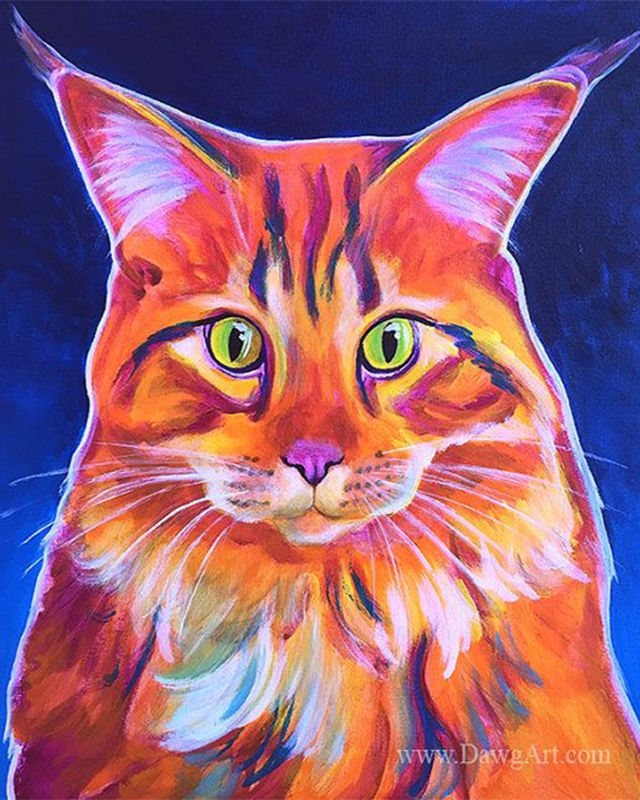 Рисунок кота красками