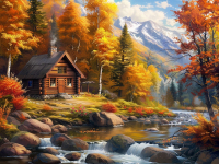 Вышивка крестиком 40х50: Вышивка крестиком 40х50см, Дом у реки