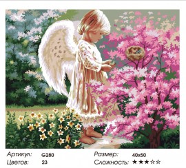 Картины по номерам 40х50 - Ангелок у птичьего гнезда - Картины по номерам 40х50 - Ангелок у птичьего гнезда