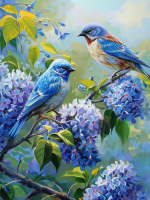 Вышивка крестиком 40х50: Вышивка крестиком 40х50см, Птицы и сирень