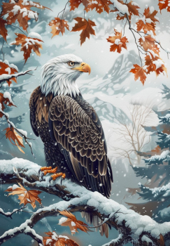 Вышивка крестиком 40х50см, Орел и зима