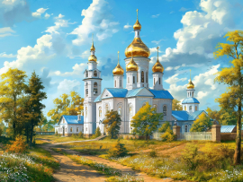 Вышивка крестиком 40х50см, Церковь - Вышивка крестиком 40х50см, Церковь