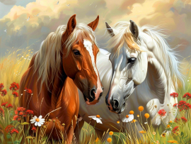 Вышивка крестиком 40х50см, Пара лошадей - Вышивка крестиком 40х50см, Пара лошадей