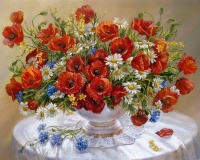 Алмазная мозаика круглыми стразами 40x50: Маки (худ. Дандорф О.)