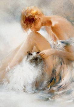 Девушка и кот (худ. Хаерантс В.)