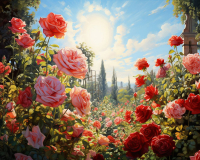 Картины по номерам 40х50: Красные и розовые розы (худ. Яковец Е.)