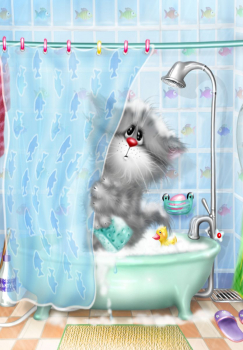 Котик в ванной (худ. Долотов А.)