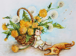Корзина одуванчиков (худ. Букреева И.)
