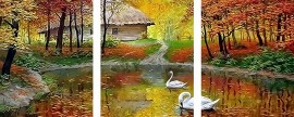 Триптихи 40x50 - Осенний пруд - Триптихи 40x50 - Осенний пруд