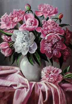 Вышивка крестиком 40х50см, Пионы